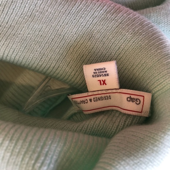 Gap SzXL Sweater Aqua Long Sleeve Split Hem Banded Turtle Neck Super Soft - Picture 2 of 7